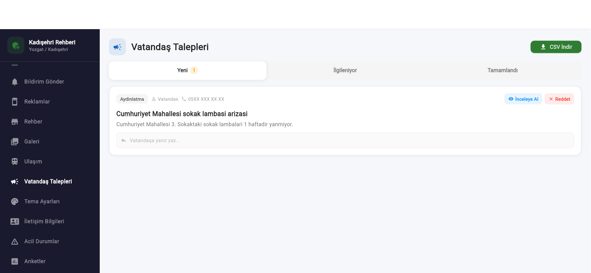Vatandaş Talepleri